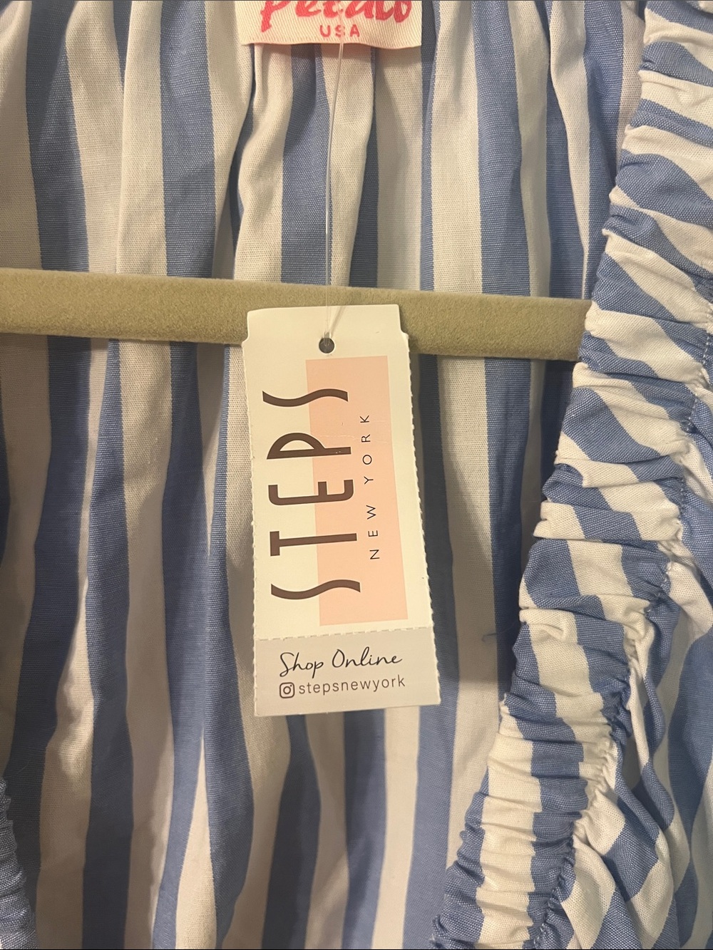 Blue & White Striped Tie-Front Crop Top - Picture 5 of 6
